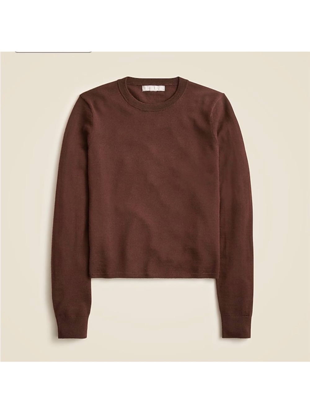 J Crew Carolyn Fitted Crewneck Sweater Brown Merino Wool Size Small